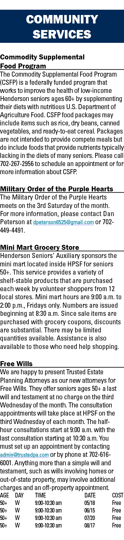 COMMUNITY SERVICES Commodity Supplemental Food Program The Commodity Supplemental Food Program (CSFP) is a federally    